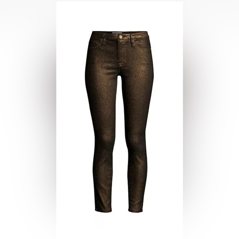 frame le high skinny jeans metallic od gold  sz 28